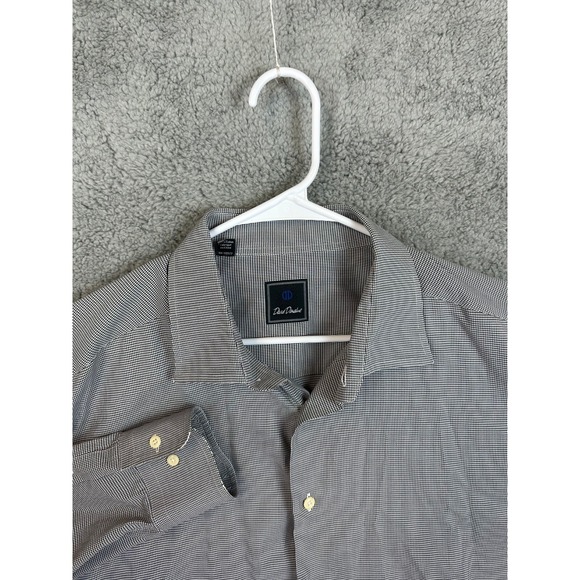 David Donahue Shirt Mens Size 18 34/35 Geometric Long Sleeve Dress Shirt